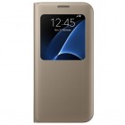 Samsung Galaxy S7 Edge G935 originalus S View Cover atverčiamas auksinis dėklas su langeliu