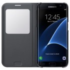 Samsung Galaxy S7 Edge G935 originalus S View Cover atverčiamas juodas dėklas su langeliu