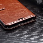 Samsung Galaxy S7 (G930) atverčiamas rudas odinis dėklas - piniginė