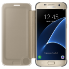 Samsung Galaxy S7 (G930) originalus Clear View Cover atverčiamas auksinis dėklas