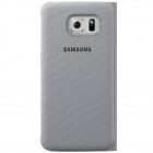 Samsung Galaxy S6 Edge originalus Flip Wallet Cover atverčiamas sidabrinis dėklas