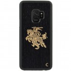 Samsung Galaxy S9+ (G965) „Crafted Cover“ Juodas Vytis natūralaus medžio dėklas (šviesus medis)