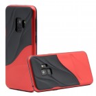 „3D“ Wave Pattern Samsung Galaxy S9 (G960) raudonai juodas kieto silikono (TPU) ir plastiko dėklas