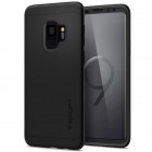 „Spigen“ Thin Fit 360 plastikinis Samsung Galaxy S9 (G960) telefonams juodas dėklas - nugarėlė + apsauginis ekrano stiklas