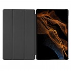 Samsung Galaxy Tab S10 Ultra, S9 Ultra, S8 Ultra atverčiamas pilkas odinis dėklas - knygutė (sulankstomas)