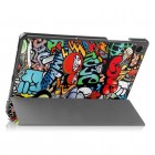 Samsung Galaxy Tab A9+ (X210, X215, X218) atverčiamas „Street Art“ spalvotas dėklas - knygutė