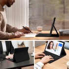 Samsung Galaxy Tab A9+ atverčiamas juodas odinis dėklas su bluetooth belaide klaviatūra