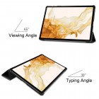 Samsung Galaxy Tab S10+, S9+, S9 FE+ atverčiamas juodas odinis dėklas (sulankstomas)