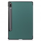 Samsung Galaxy Tab S10+, S9+, S9 FE+ atverčiamas žalias odinis dėklas (sulankstomas)