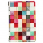Samsung Galaxy Tab S6 10.5 (T865, T860) „Cubes“ atverčiamas spalvotas, baltas odinis dėklas - knygutė