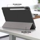 Samsung Galaxy Tab S7 FE (T736B,T730) atverčiamas juodas odinis dėklas - knygutė su vieta liestukui