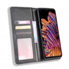 Samsung Galaxy XCover Pro (G715) Vintage juodas odinis atverčiamas dėklas - knygutė su magnetu