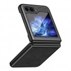 Samsung Galaxy Flip5 5G (SM-F731B) Deluxe Leather juodas odinis dėklas - nugarėlė