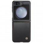 Samsung Galaxy Flip6 5G (SM-F741B) „CaseMe“ Leather plastikinis juodas dėklas - nugarėlė