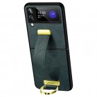 „Sulada“ Leather Kickstand Samsung Galaxy Z Flip4 (F721) žalias odinis dėklas - nugarėlė
