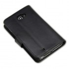 Juodas odinis atverčiamas Samsung Galaxy Note i9220, N7000 dėklas - stovas - piniginė (dėkliukas)