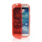 Samsung Galaxy S4 i9505 skaidrus raudonas silikoninis TPU atverčiamas dėklas (dėkliukas) - knygutė