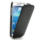 Juodas odinis atverčiamas Samsung Galaxy S4 Mini dėklas