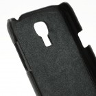 Juodas odinis atverčiamas Samsung Galaxy S4 Mini dėklas
