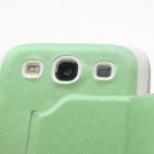 Samsung Galaxy S3 i9300 S View (S-View stiliaus) atverčiamas žalias dėklas (dėkliukas, dangtelis)