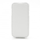 Baltas odinis atverčiamas Samsung Galaxy S4 Mini dėklas