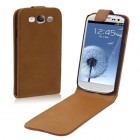 Samsung Galaxy S3 i9300 dėklas (dėkliukas) atverčiamas šviesiai rudas odinis