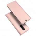 „Dux Ducis“ Skin serijos Sony Xperia 1 (XZ4) rožinis odinis atverčiamas dėklas