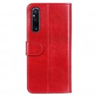 Sony Xperia 1 V atverčiamas raudonas odinis dėklas - piniginė