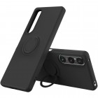 Sony Xperia 1 V „Ring“ Kickstand (TPU) juodas dėklas - nugarėlė