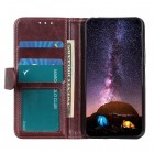 Sony Xperia 10 V atverčiamas rudas odinis dėklas - piniginė