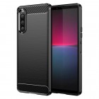 Sony Xperia 10 V „Carbon“ kieto silikono TPU juodas dėklas - nugarėlė