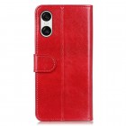 Sony Xperia 10 VI Binfen atverčiamas raudonas odinis dėklas - piniginė