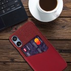 „KSQ“ Shell Sony Xperia 5 V raudonas odinis dėklas - nugarėlė su kišenėle kortelėms