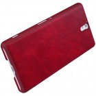 Prabangus „Nillkin“ Qin serijos raudonas odinis atverčiamas Sony Xperia C5 Ultra dėklas