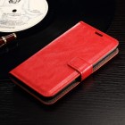 Sony Xperia E4g atverčiamas raudonas odinis dėklas - piniginė