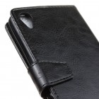 Sony Xperia L1(G3311, G3312, G3313) atverčiamas juodas odinis dėklas - piniginė