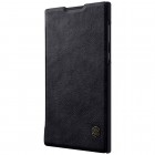 Prabangus „Nillkin“ Qin serijos juodas odinis atverčiamas Sony Xperia L1 (G3311, G3312, G3313) dėklas