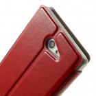 Sony Xperia M2 Aqua atverčiamas raudonas odinis dėklas