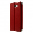 Sony Xperia M2 Aqua atverčiamas raudonas odinis dėklas