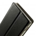 Sony Xperia M2 Aqua atverčiamas juodas odinis dėklas