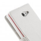 Sony Xperia M2 atverčiamas baltas odinis Litchi dėklas - piniginė