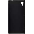 Sony Xperia M4 Aqua Nillkin Frosted Shield juodas plastikinis dėklas + apsauginė ekrano plėvelė