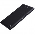 Sony Xperia T3 Nillkin Frosted Shield juodas plastikinis dėklas + apsauginė ekrano plėvelė