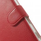 Sony Xperia T3 atverčiamas raudonas odinis Litchi dėklas - piniginė