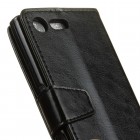 Sony Xperia X Compact (F5321) atverčiamas juodas odinis dėklas - piniginė
