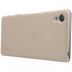 Nillkin Frosted Shield Sony Xperia X (F5121, F5122) auksinis plastikinis dėklas + apsauginė ekrano plėvelė