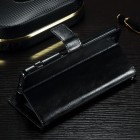 Sony Xperia XA atverčiamas juodas odinis dėklas - piniginė