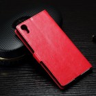 Sony Xperia XA1 atverčiamas raudonas odinis dėklas - piniginė
