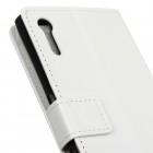 Sony Xperia XZ atverčiamas baltas odinis dėklas - piniginė