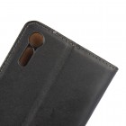 Sony Xperia XZ (XZs) atverčiamas juodas odinis dėklas - piniginė